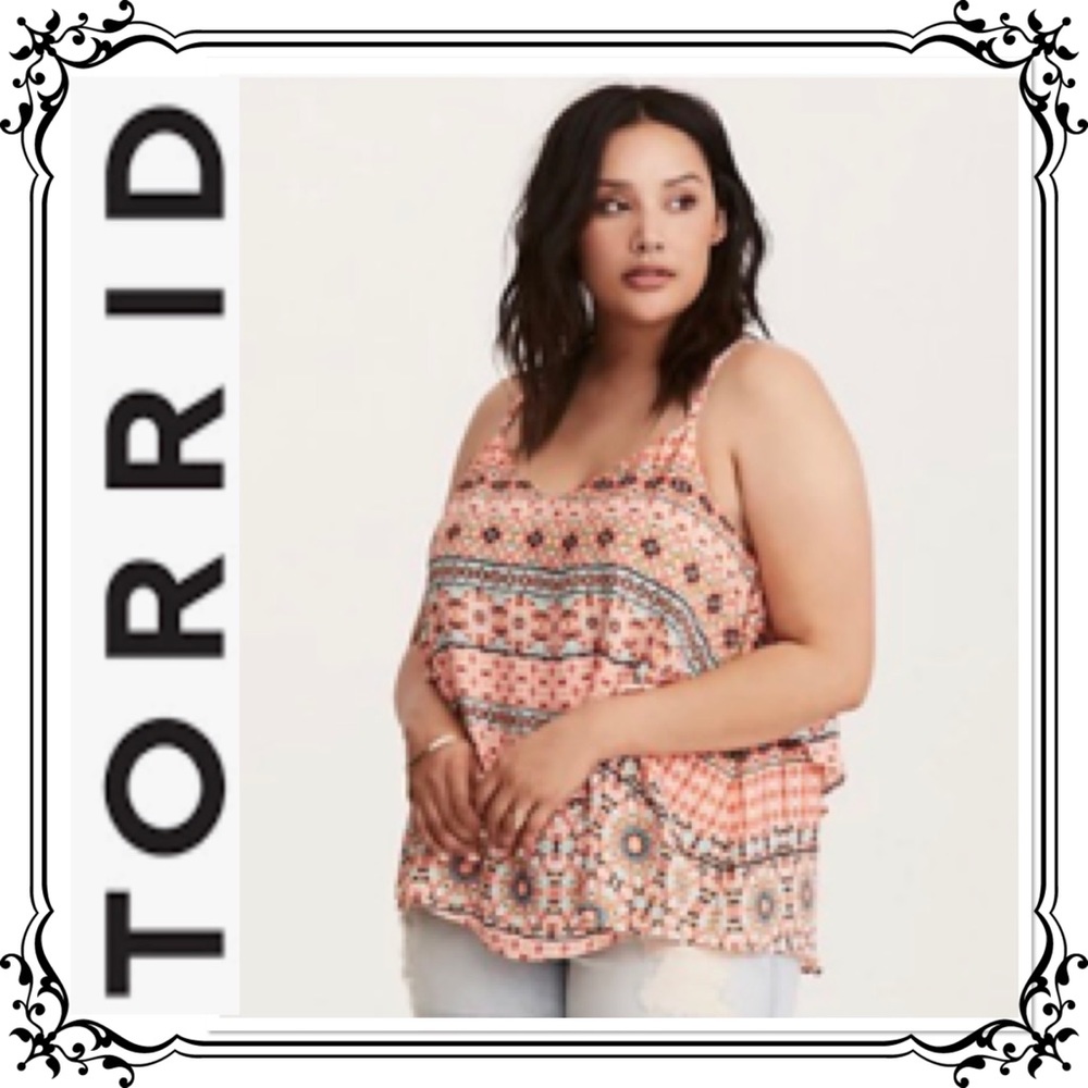 TORRID ⭐️ Mosaic Double Layered Crisscross Cami Blouse